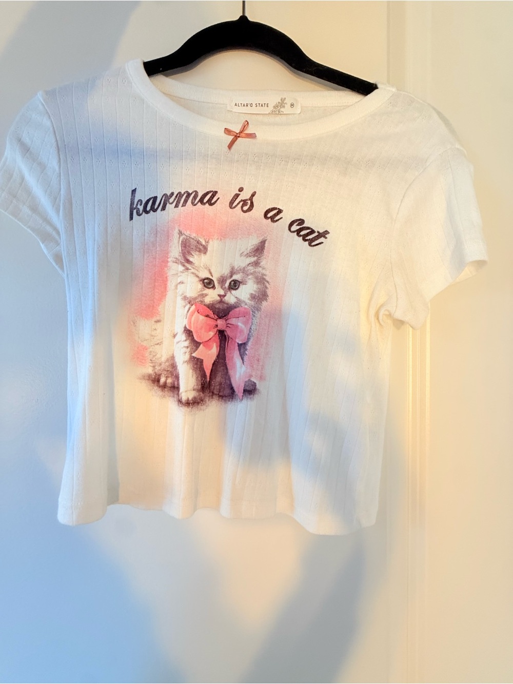 Altar'd State “karma is a cat” Short Sleeve Shirt